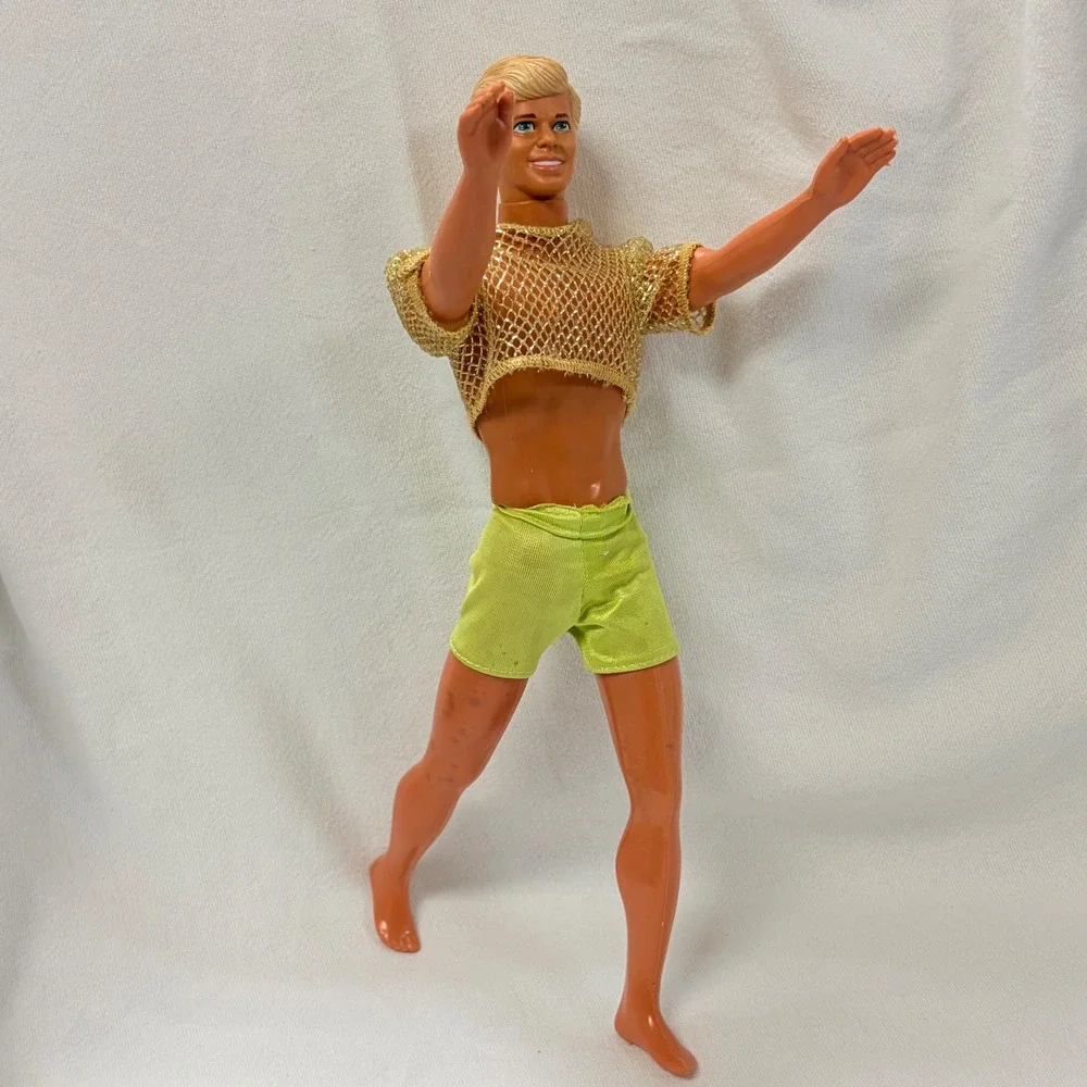 90s Vintage Sun Sensation Ken Doll 1991 Mattel Neon Beach Toy Gold Top